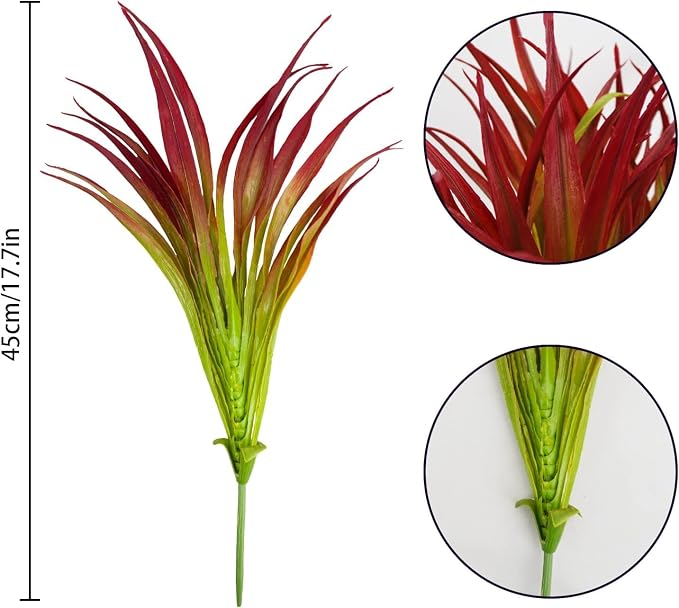 32Pcs Artificial Grass Fake Plants 17.3in Outdoor Plants UV Resistant Greenery - Image 5