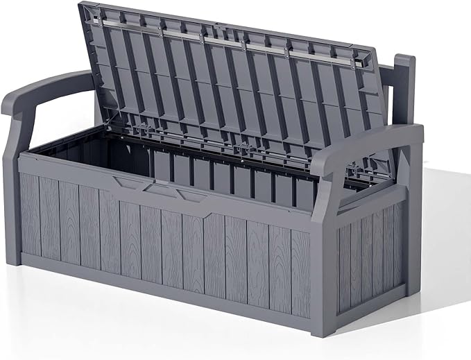 Patiowell 75 Gallon Plastic Storage Bench, Water-Resistant Deck Box - Image 8