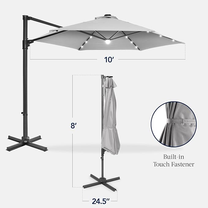 Best Choice Products 10ft Solar LED Offset Cantilever Hanging Market Patio - Image 2