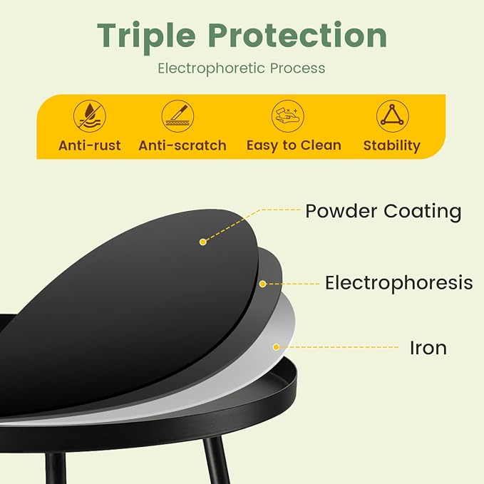 danpinera Outdoor Side Tables, Weather Resistant Steel Patio Side Table - Image 4