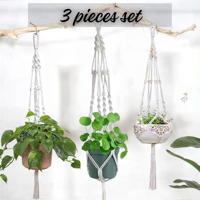 3 Pack Macrame Plant Hanger Indoor Hanging Planter - Image 5