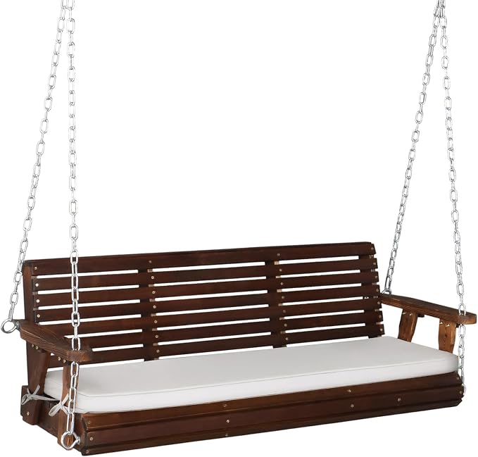 VINGLI Wooden Porch Swing, Heavy Duty 880 LBS Hanging Patio Bench by VINGLI