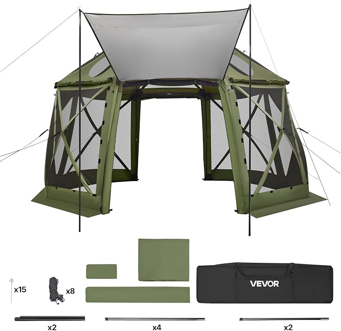 VEVOR Pop up Gazebo Screen Tent, 13 x 13 ft, 13-Sided Spherical Camping Canopy - Image 9