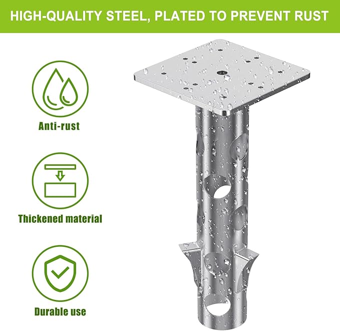 Universal In-Ground Umbrella Base, Rust-Resistant Steel Concrete Holder - Image 6