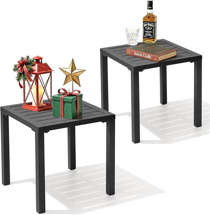 Crestlive Products Aluminum Outdoor Side Table Set of 2, Pool Lounge Chair Side by CrestliveProducts