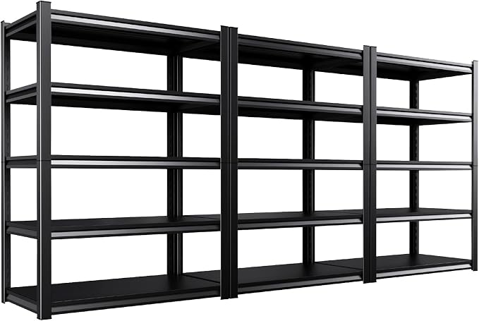 Set of 3 Garage Shelving-2050 lbs 5 Tier Storage Shelves, Adjustable Heavy Duty by Unknown