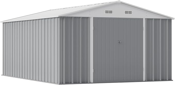 Greesum 10×14 FT Outdoor Storage Shed, Metal Storaged Sheds Without Floor by BuynowfromGreesum