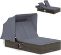 RELAX4LIFE Outdoor Rattan Daybed w/Canopy by RELAX4LIFE