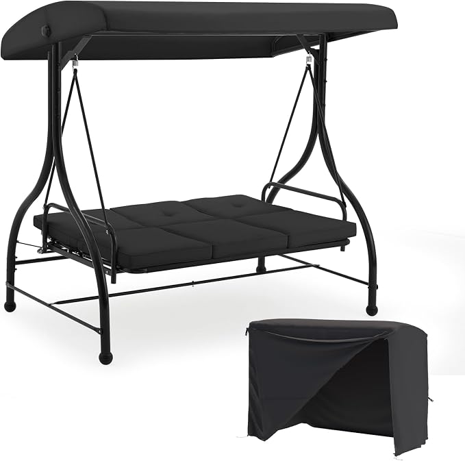 U-MAX Porch Swing with Cover, Patio Swing with Adjustable Backrest&Canopy 3 by U-MAX