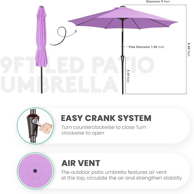 JEAREY 9FT Outdoor Patio Umbrella - Image 3
