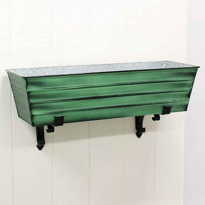 Achla Designs Galvanized Window Flower Box Planter-Green-Large - Image 4