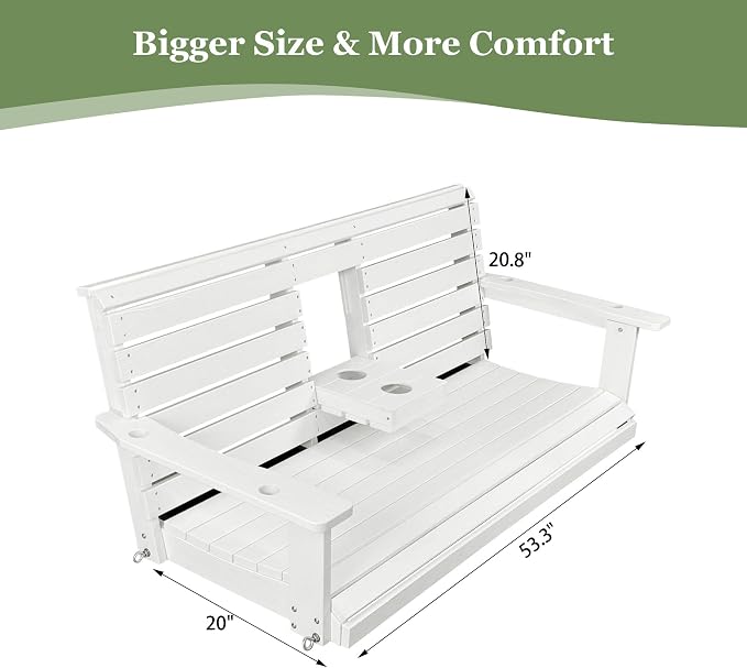 Poly Lumber 3-Seat Porch Swing, HIPS 5-Feet Bench Swing - Image 6