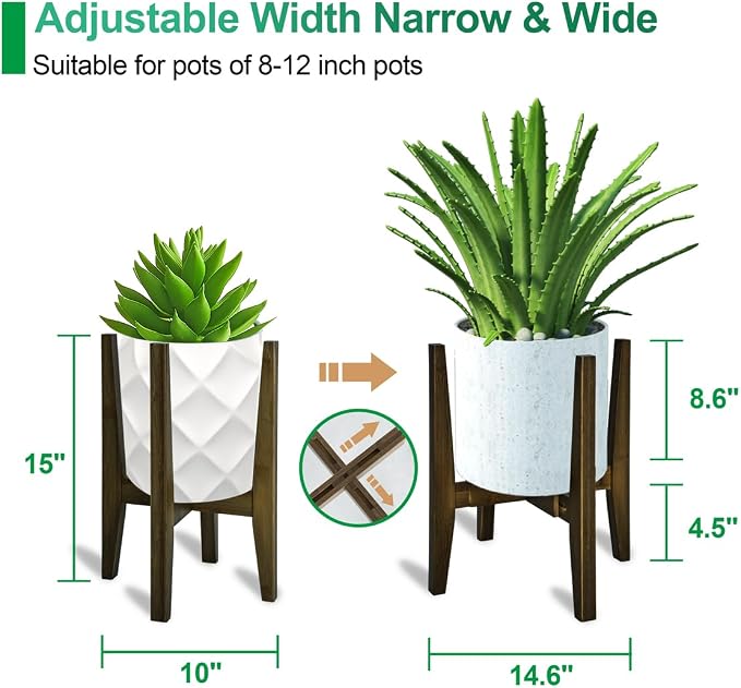 Plant Stand Indoor, Bamboo Plant Shelf, Adjustable Corner Plants Flower Holders - Image 2