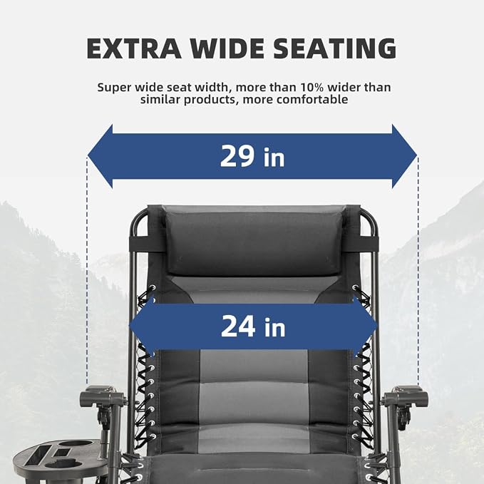 Zero Gravity Chair Set of 2 Oversized Padded Recliner - Image 4