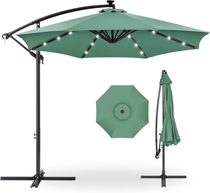 Best Choice Products 10ft Solar LED Offset Cantilever Hanging Market Patio by BestChoiceProducts