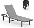Lounge Chair Outdoor with Wheels, Aluminum Chaise Lounge Outdoor Chair with 5 by Oasbira