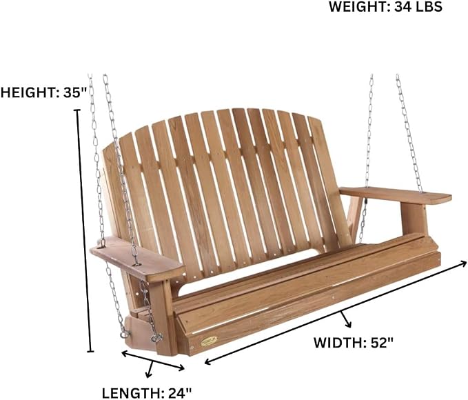 All Things Cedar PS50 Adirondack Outdoor Swing | 4-ft Cedar Porch Swing | - Image 7