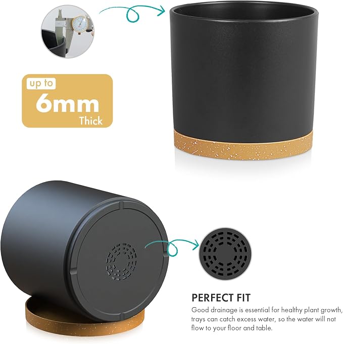 8 Inch Cylinder Plant Pots for Indoor Outdoor Plants, Medium Deep Flower Pots - Image 3