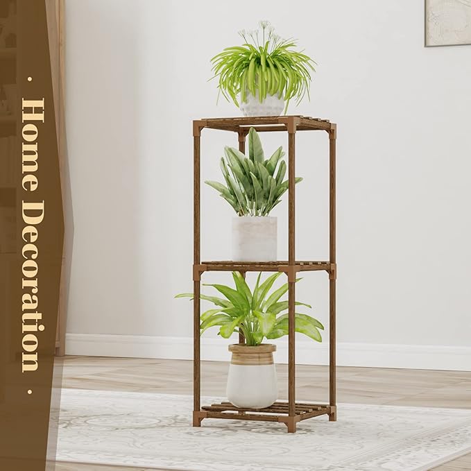 Bamworld Small Plant Stand Indoor 3 Tier Plant Shelf Outdoor Corner Plant Holder - Image 4