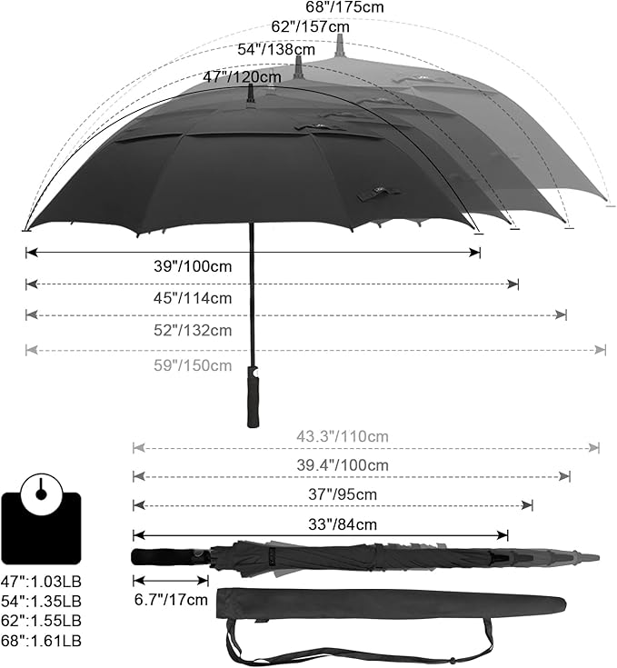 G4Free 47/54/62/68/72 Inch Automatic Open Golf Umbrella Oversize Extra Large - Image 2