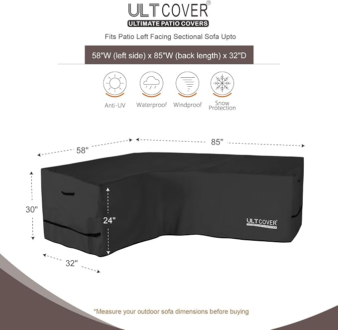 ULTCOVER Patio L-Shaped Left Facing Sofa Cover Waterproof - Image 2