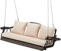 3-Person Wicker Porch Swing Chair Heavy Duty 900 LBS Outdoor Rattan Patio Swing by zzw