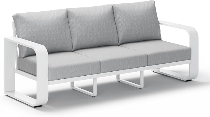 Aluminum Outdoor Patio Couch, 3 Seats Oversized Patio Sofa by Oasbira