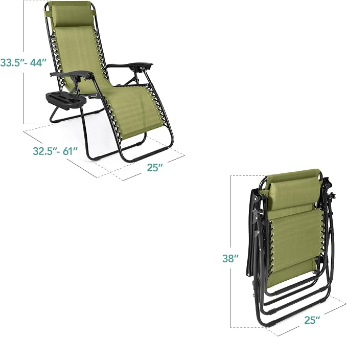 Best Choice Products Set of 2 Adjustable Steel Mesh Zero Gravity Lounge Chair - Image 2