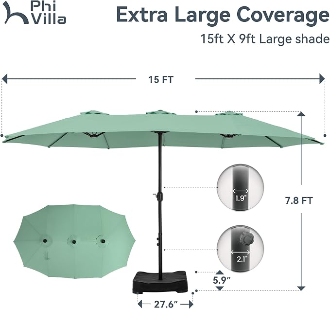 PHI VILLA 15ft Large Patio Umbrellas - Image 6