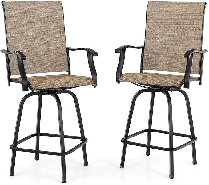 PHI VILLA Outdoor Swivel Bar Stools Set of 2, Bar Height Patio Chairs 30" Seat by PHIVILLAThepioneerofcomfortablehouseholdsupplies