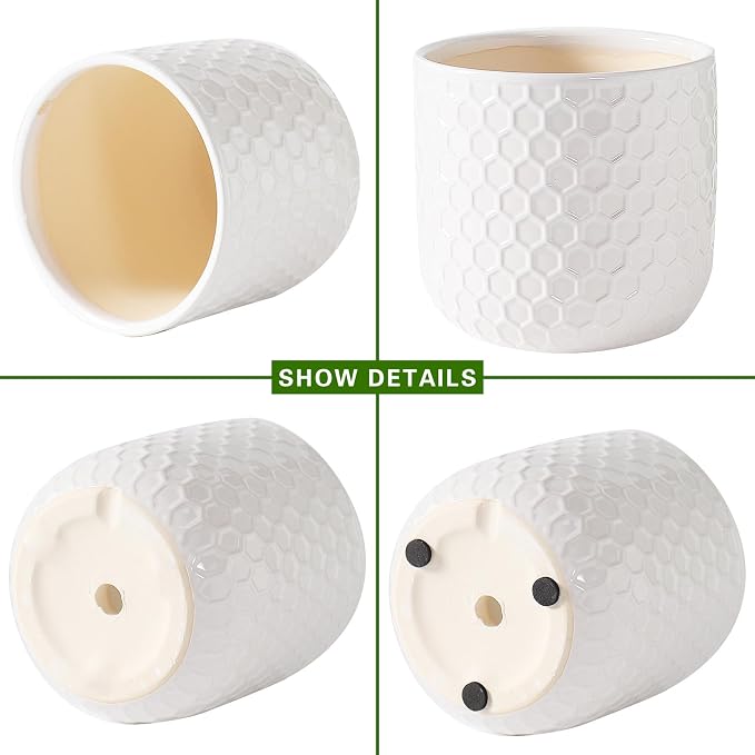 Docrin Ceramic Planters Indoor, 8 Inch Plant Pot - Image 3