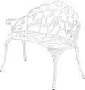 VINGLI 38.5" Patio Park Garden Outdoor Metal Rose Bench, 2-Person Cast Iron by VINGLI