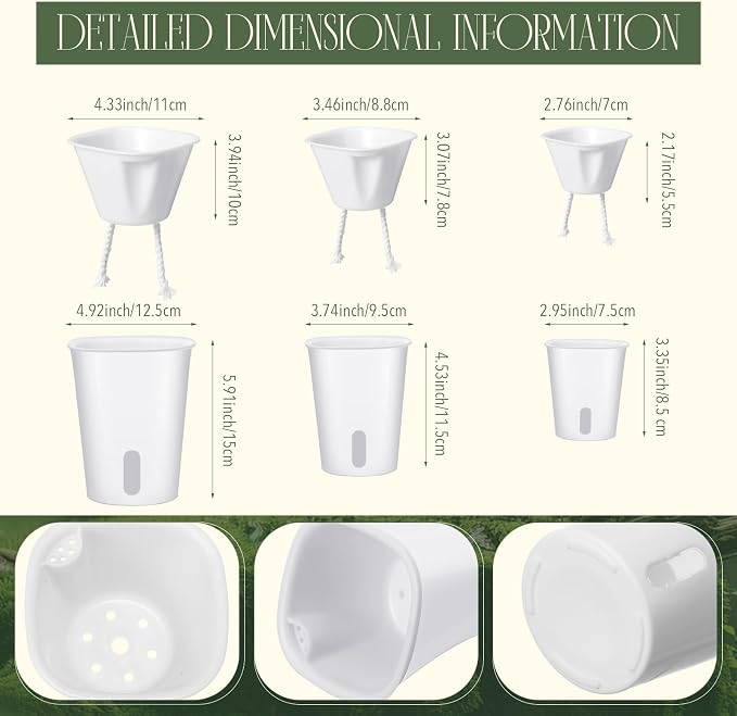 18 Pcs Self Watering Pots Plastic Plant 3 Sizes Flower Plant Pot - Image 3
