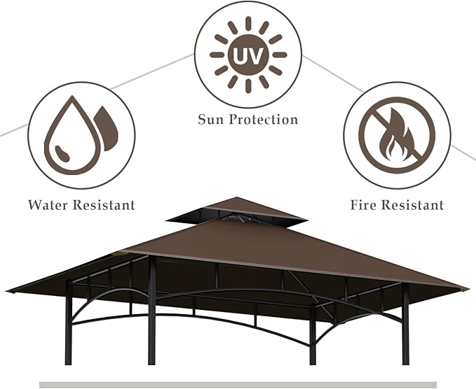 Grill Gazebo Replacement Top, 5 * 8 Outdoor BBQ Top Cover, Double Layer BBQ - Image 2