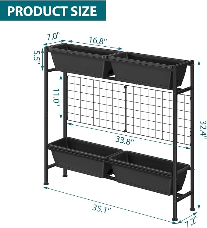 OYEAL Raised Garden Bed with Legs & Trellis, Vegetables - Image 2