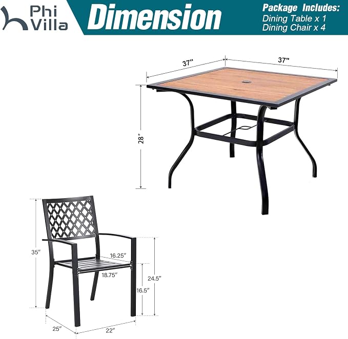 PHI VILLA 5 Pieces Outdoor Dining Set - Image 9