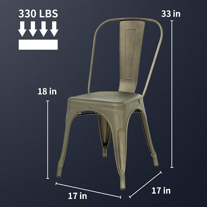 FDW Metal Chair Dining Chair Set of 4 Patio Chair Home Kitchen Chair 18 Inch - Image 3
