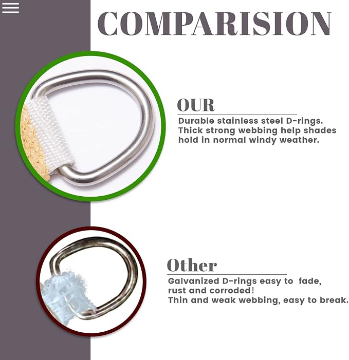 SUNLAX Custom Size 8' x 19' Dark GreySun Shade Sail Canopy Commercial Rectangle - Image 4