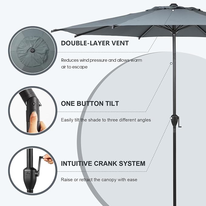 Abba Patio 9FT Lyon Outdoor Patio Umbrella Outdoor Table Umbrella - Image 4