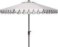 SAFAVIEH 9ft Outdoor Patio Umbrella, Ivory & Navy Trim, Auto Crank Tilt by SAFAVIEH