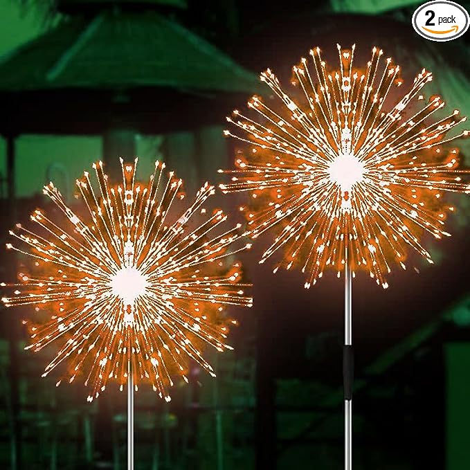 JJGoo Solar Firework Lights, 2 Pack 150 LEDs 2 Lighting Modes Solar Lights by JJGoo