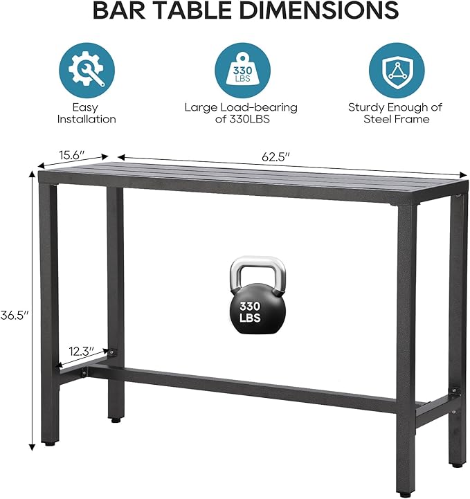 Outdoor Bar Table, Patio Console Pub Height Tables - Image 3