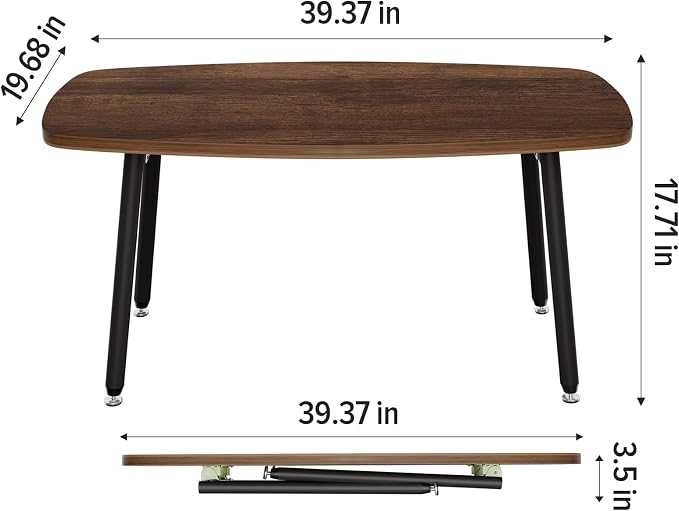 WOHOMO Folding Coffee Table for Small Spaces, No Assembly Farmhouse Portable - Image 2