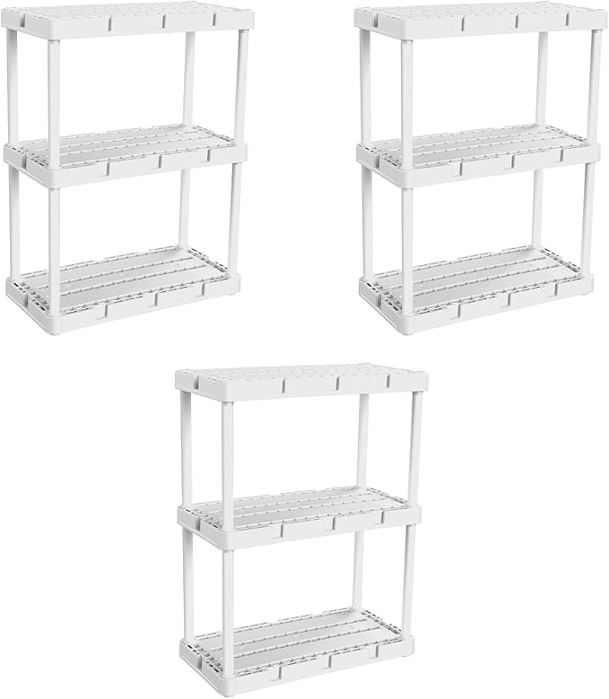 Gracious Living 3 Pack Light Duty Storage Shelves, Knect-A-Shelf 3-Shelf by GraciousLiving