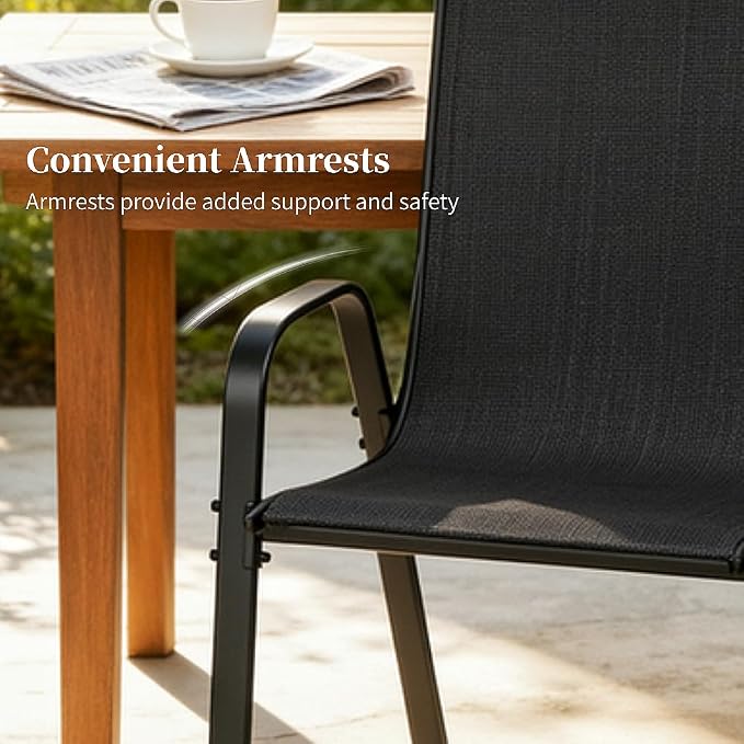 MAMIZO Patio Dining Chairs, Stackable All Weather Teslin Chair, Heavy Duty - Image 8