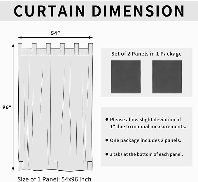 Easy-Going Outdoor Patio Curtains Detachable Tab Top Windproof Weatherproof - Image 6