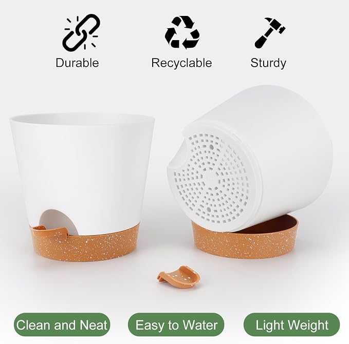 8-Inch Plant Pots, Self-Watering Planters - Image 3