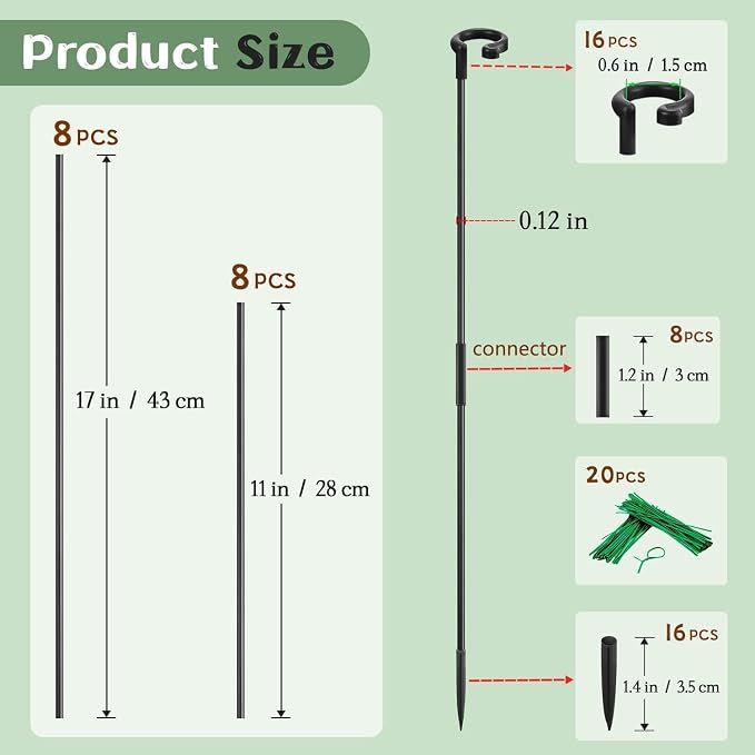 Orchid Sticks 17 inch &11 inch SupKing 16Pcs Plant Stakes - Image 2
