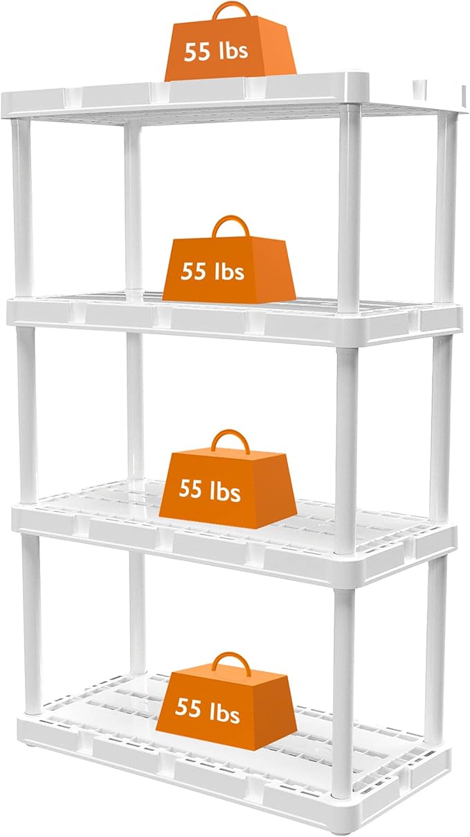 Gracious Living 3 Pack Light Duty Storage Shelves, Knect-A-Shelf 4-Shelf - Image 7