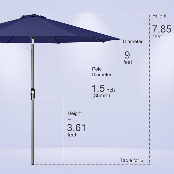 Tempera Patio Market Outdoor Table Umbrella - Image 8
